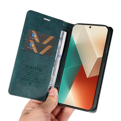 YIKATU YK-006 For Xiaomi Redmi Note 13 5G Case Litchi Texture Leather Wallet Phone Cover