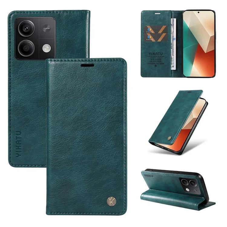 YIKATU YK-006 For Xiaomi Redmi Note 13 5G Case Litchi Texture Leather Wallet Phone Cover