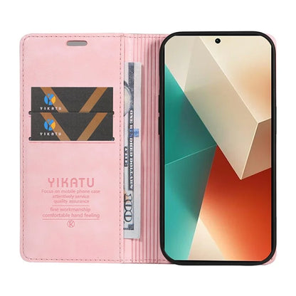 YIKATU YK-006 For Xiaomi Redmi Note 13 5G Case Litchi Texture Leather Wallet Phone Cover