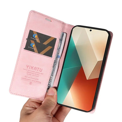 YIKATU YK-006 For Xiaomi Redmi Note 13 5G Case Litchi Texture Leather Wallet Phone Cover
