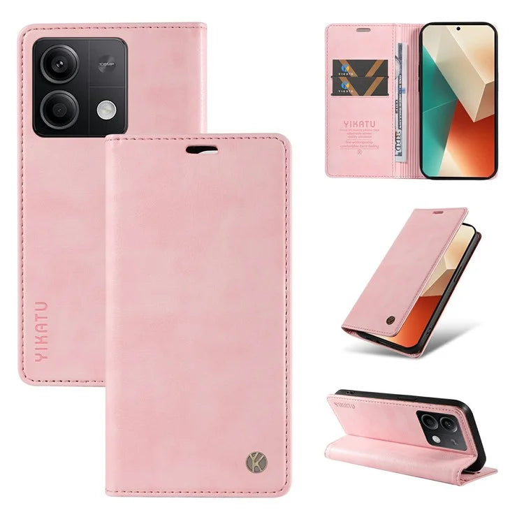 YIKATU YK-006 For Xiaomi Redmi Note 13 5G Case Litchi Texture Leather Wallet Phone Cover