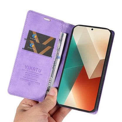 YIKATU YK-006 For Xiaomi Redmi Note 13 5G Case Litchi Texture Leather Wallet Phone Cover