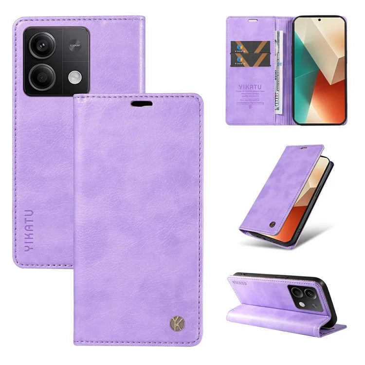 YIKATU YK-006 For Xiaomi Redmi Note 13 5G Case Litchi Texture Leather Wallet Phone Cover