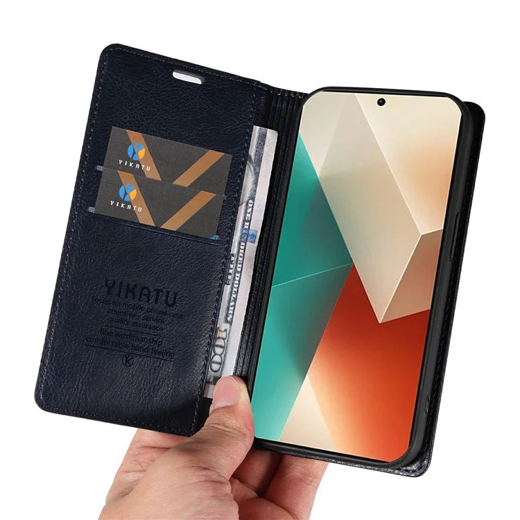 YIKATU YK-006 For Xiaomi Redmi Note 13 5G Case Litchi Texture Leather Wallet Phone Cover