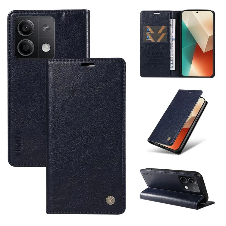 YIKATU YK-006 For Xiaomi Redmi Note 13 5G Case Litchi Texture Leather Wallet Phone Cover