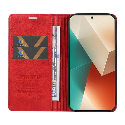 YIKATU YK-006 For Xiaomi Redmi Note 13 5G Case Litchi Texture Leather Wallet Phone Cover