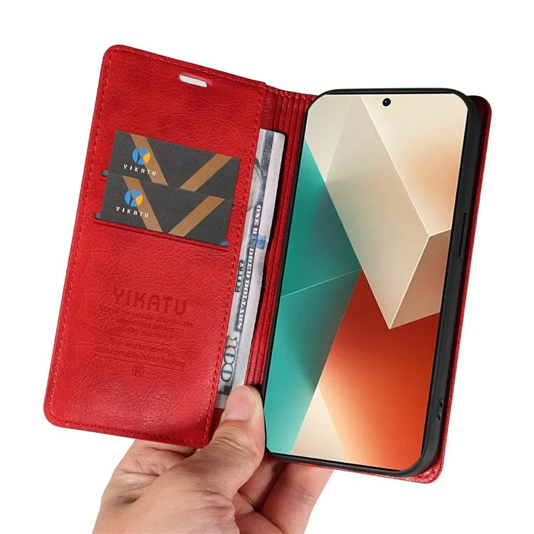 YIKATU YK-006 For Xiaomi Redmi Note 13 5G Case Litchi Texture Leather Wallet Phone Cover