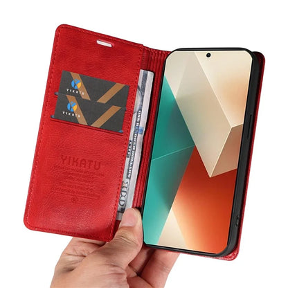 YIKATU YK-006 For Xiaomi Redmi Note 13 5G Case Litchi Texture Leather Wallet Phone Cover