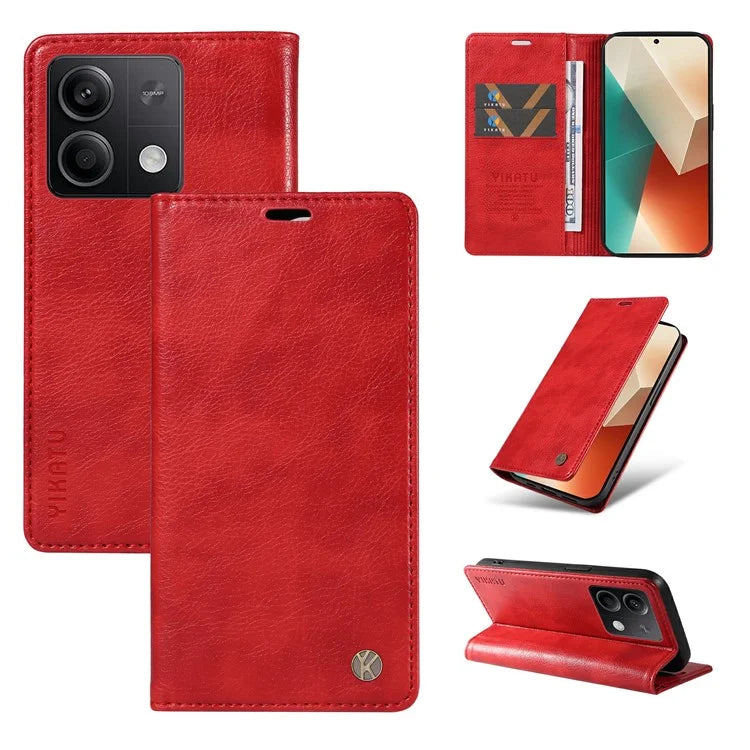 YIKATU YK-006 For Xiaomi Redmi Note 13 5G Case Litchi Texture Leather Wallet Phone Cover