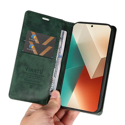 YIKATU YK-006 For Xiaomi Redmi Note 13 5G Case Litchi Texture Leather Wallet Phone Cover
