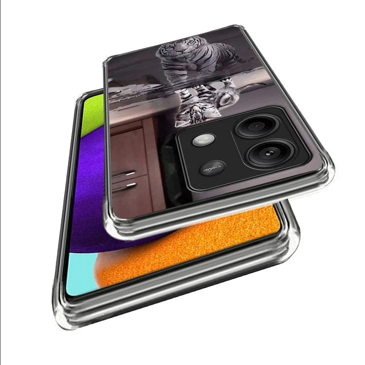 Phone Case for Xiaomi Redmi Note 13 5G Shell Pattern Printing Scratch-proof TPU Cover and Tiger