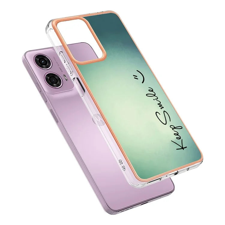 YB IMD Series-19 Style-D For Motorola Moto E14 4G / G04 4G / G04s 4G / G24 4G Case Electroplating IMD TPU Phone Cover