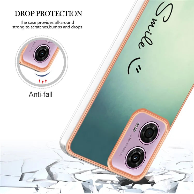 YB IMD Series-19 Style-D For Motorola Moto E14 4G / G04 4G / G04s 4G / G24 4G Case Electroplating IMD TPU Phone Cover