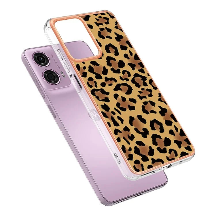 YB IMD Series-19 Style-D For Motorola Moto E14 4G / G04 4G / G04s 4G / G24 4G Case Electroplating IMD TPU Phone Cover