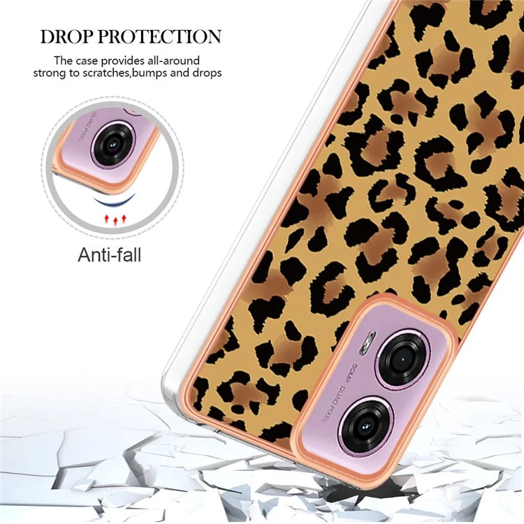 YB IMD Series-19 Style-D For Motorola Moto E14 4G / G04 4G / G04s 4G / G24 4G Case Electroplating IMD TPU Phone Cover