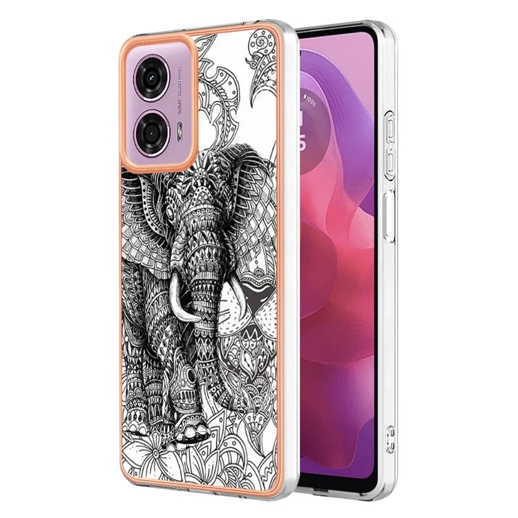 YB IMD Series-19 Style-D For Motorola Moto E14 4G / G04 4G / G04s 4G / G24 4G Case Electroplating IMD TPU Phone Cover