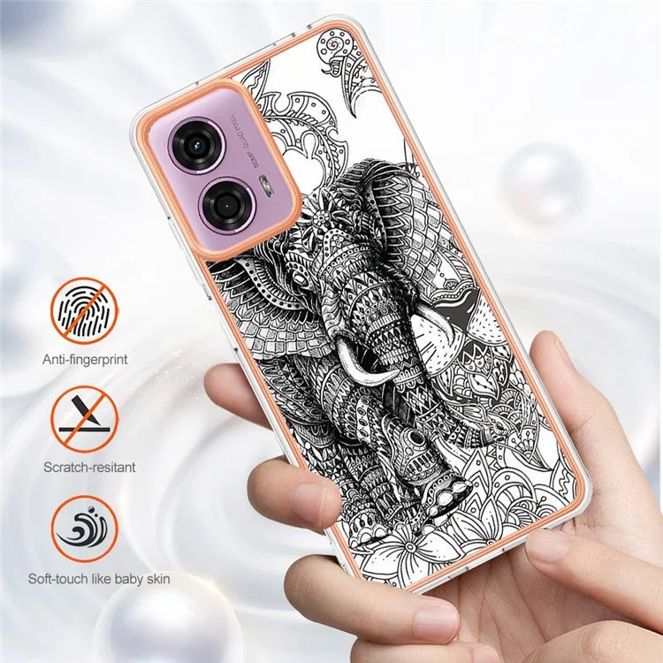 YB IMD Series-19 Style-D For Motorola Moto E14 4G / G04 4G / G04s 4G / G24 4G Case Electroplating IMD TPU Phone Cover