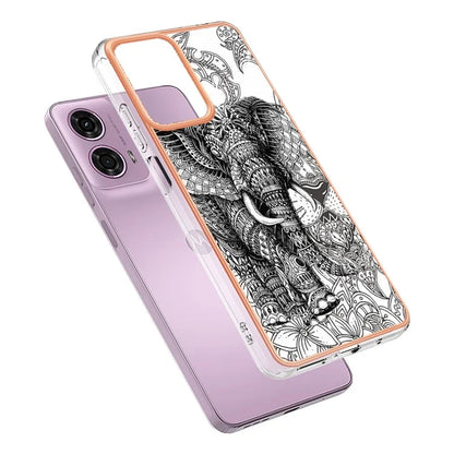 YB IMD Series-19 Style-D For Motorola Moto E14 4G / G04 4G / G04s 4G / G24 4G Case Electroplating IMD TPU Phone Cover