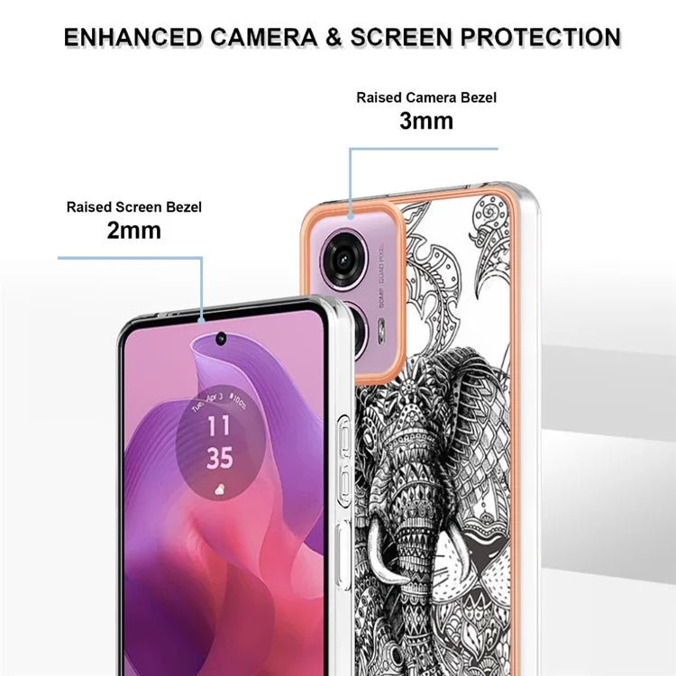 YB IMD Series-19 Style-D For Motorola Moto E14 4G / G04 4G / G04s 4G / G24 4G Case Electroplating IMD TPU Phone Cover
