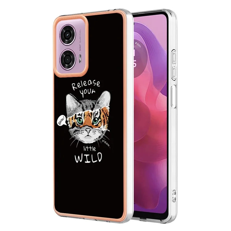 YB IMD Series-19 Style-D For Motorola Moto E14 4G / G04 4G / G04s 4G / G24 4G Case Electroplating IMD TPU Phone Cover