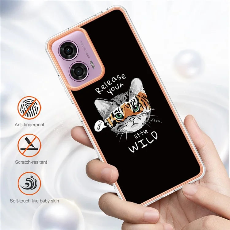 YB IMD Series-19 Style-D For Motorola Moto E14 4G / G04 4G / G04s 4G / G24 4G Case Electroplating IMD TPU Phone Cover