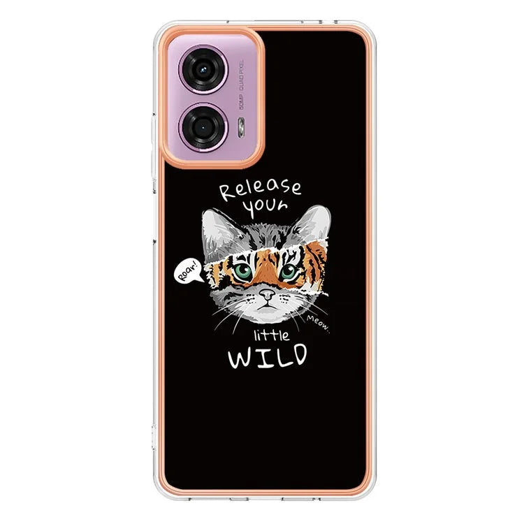 YB IMD Series-19 Style-D For Motorola Moto E14 4G / G04 4G / G04s 4G / G24 4G Case Electroplating IMD TPU Phone Cover