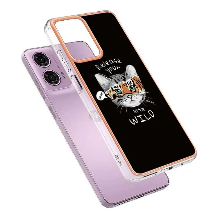 YB IMD Series-19 Style-D For Motorola Moto E14 4G / G04 4G / G04s 4G / G24 4G Case Electroplating IMD TPU Phone Cover