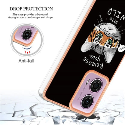YB IMD Series-19 Style-D For Motorola Moto E14 4G / G04 4G / G04s 4G / G24 4G Case Electroplating IMD TPU Phone Cover