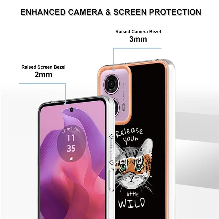 YB IMD Series-19 Style-D For Motorola Moto E14 4G / G04 4G / G04s 4G / G24 4G Case Electroplating IMD TPU Phone Cover