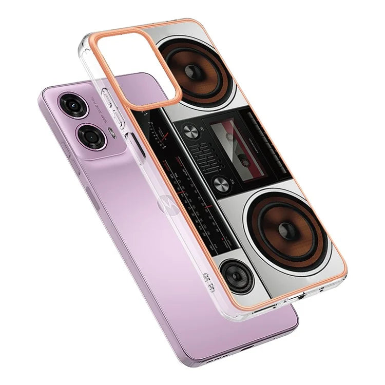YB IMD Series-19 Style-D For Motorola Moto E14 4G / G04 4G / G04s 4G / G24 4G Case Electroplating IMD TPU Phone Cover