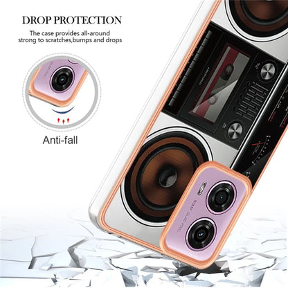 YB IMD Series-19 Style-D For Motorola Moto E14 4G / G04 4G / G04s 4G / G24 4G Case Electroplating IMD TPU Phone Cover