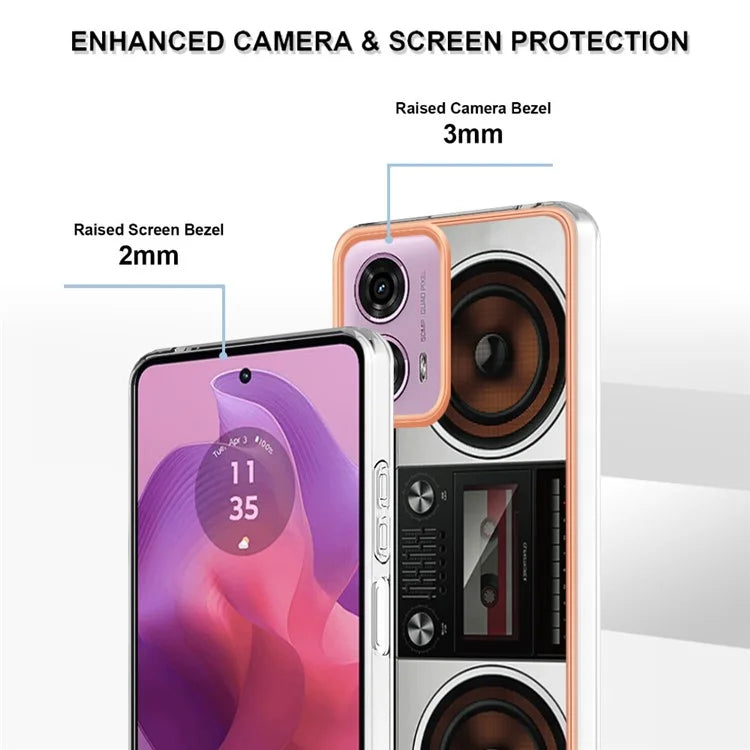 YB IMD Series-19 Style-D For Motorola Moto E14 4G / G04 4G / G04s 4G / G24 4G Case Electroplating IMD TPU Phone Cover