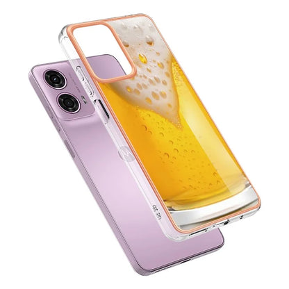 YB IMD Series-19 Style-D For Motorola Moto E14 4G / G04 4G / G04s 4G / G24 4G Case Electroplating IMD TPU Phone Cover