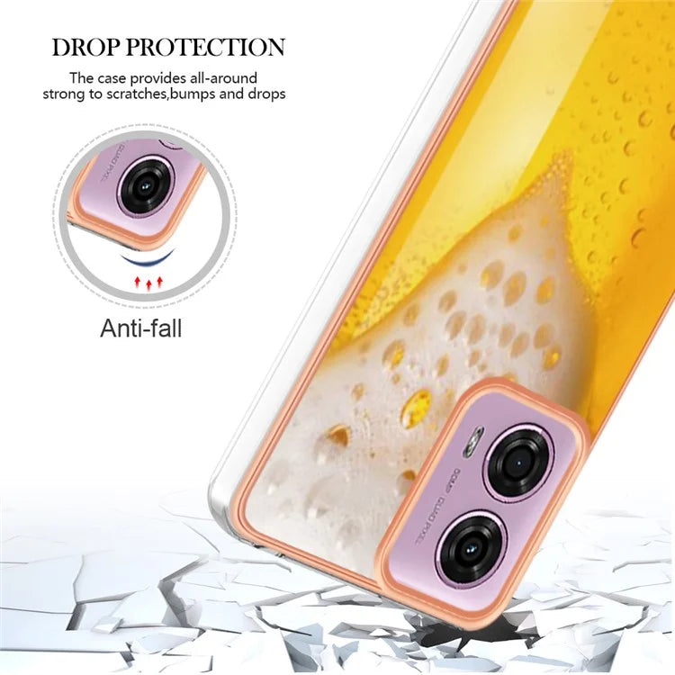 YB IMD Series-19 Style-D For Motorola Moto E14 4G / G04 4G / G04s 4G / G24 4G Case Electroplating IMD TPU Phone Cover