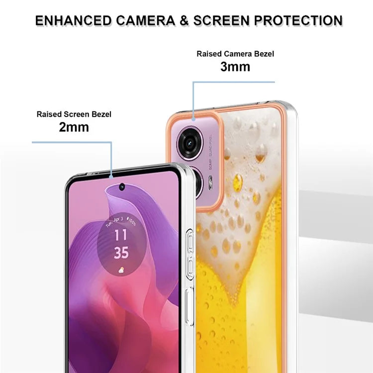 YB IMD Series-19 Style-D For Motorola Moto E14 4G / G04 4G / G04s 4G / G24 4G Case Electroplating IMD TPU Phone Cover