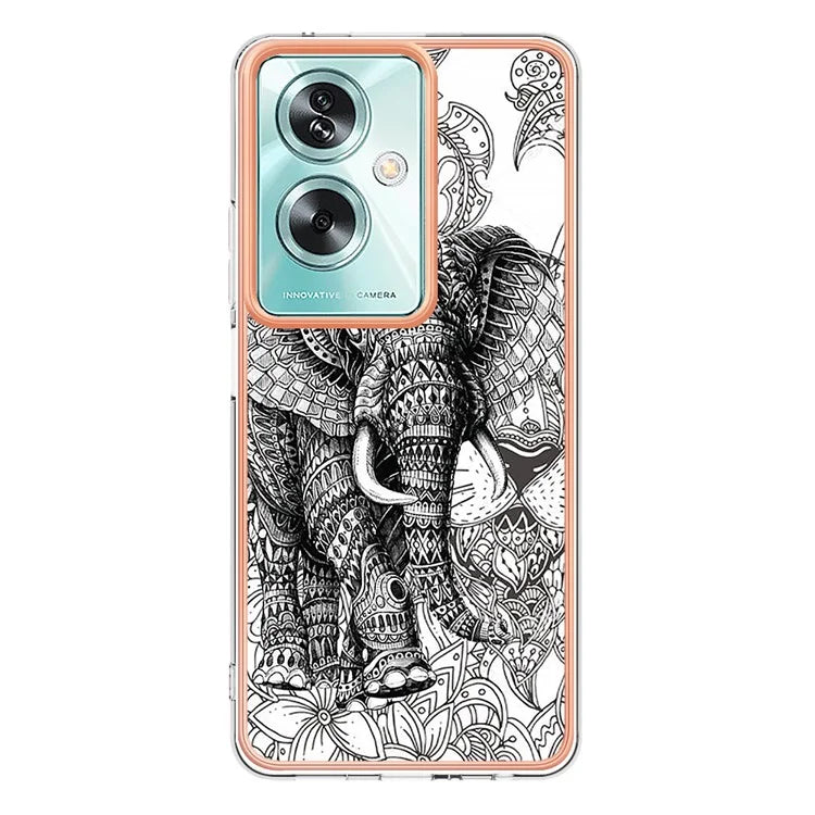 YB IMD Series-19 Style-D For Oppo A79 5G / A2 5G TPU Phone Case Electroplating Pattern Print Shell