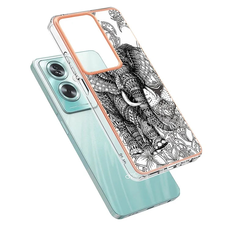 YB IMD Series-19 Style-D For Oppo A79 5G / A2 5G TPU Phone Case Electroplating Pattern Print Shell