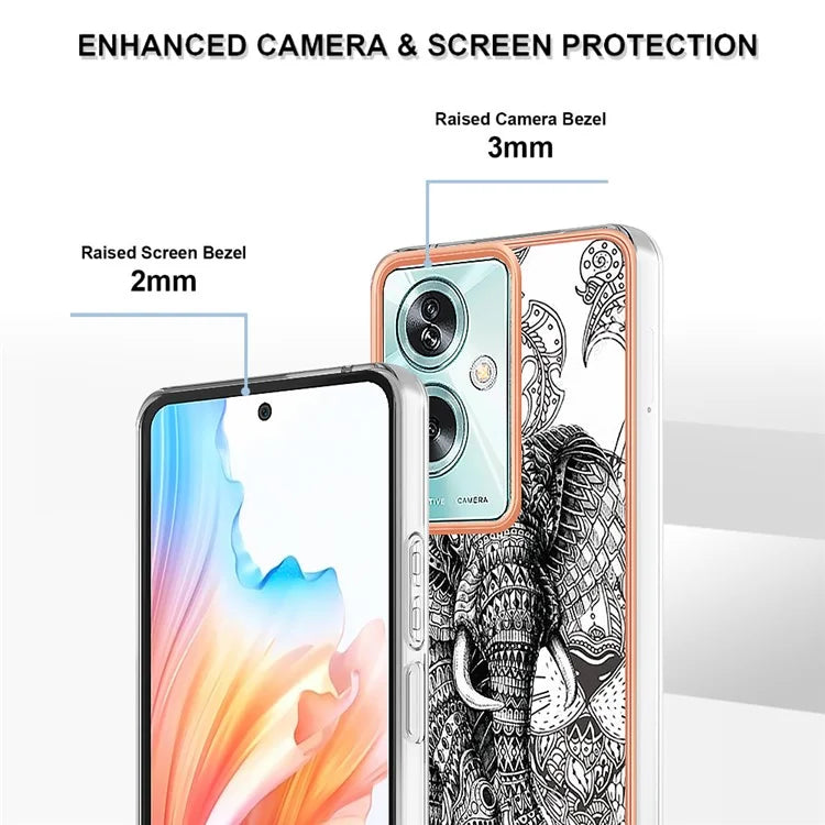 YB IMD Series-19 Style-D For Oppo A79 5G / A2 5G TPU Phone Case Electroplating Pattern Print Shell