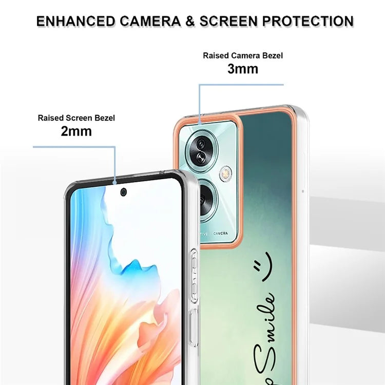 YB IMD Series-19 Style-D For Oppo A79 5G / A2 5G TPU Phone Case Electroplating Pattern Print Shell