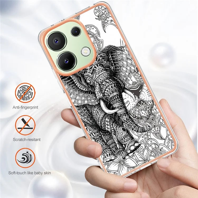YB IMD Series-19 Style-D For Xiaomi Redmi Note 13 4G TPU Case Electroplated Pattern Phone Cover