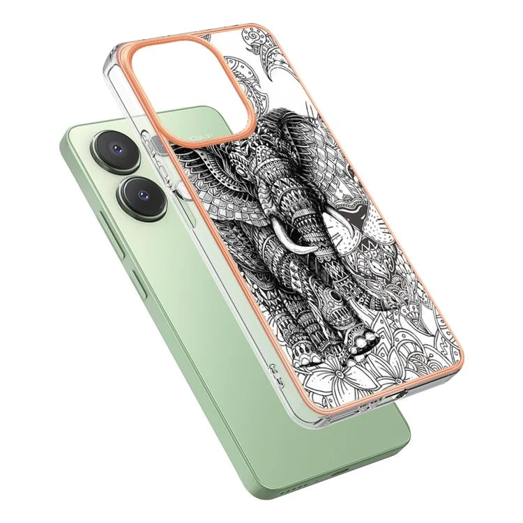 YB IMD Series-19 Style-D For Xiaomi Redmi Note 13 4G TPU Case Electroplated Pattern Phone Cover