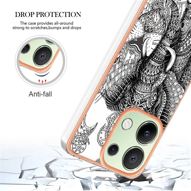 YB IMD Series-19 Style-D For Xiaomi Redmi Note 13 4G TPU Case Electroplated Pattern Phone Cover