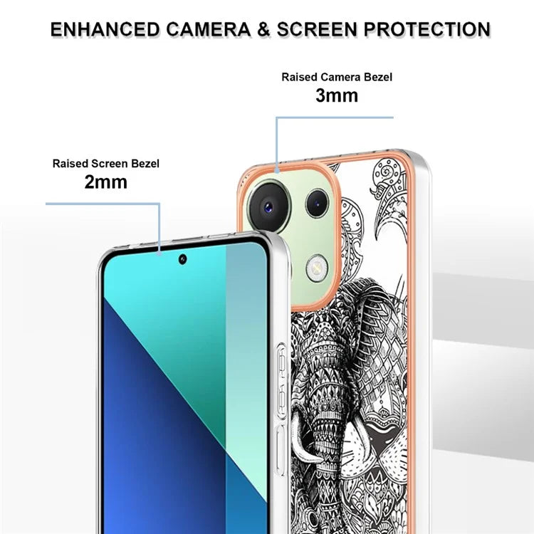 YB IMD Series-19 Style-D For Xiaomi Redmi Note 13 4G TPU Case Electroplated Pattern Phone Cover
