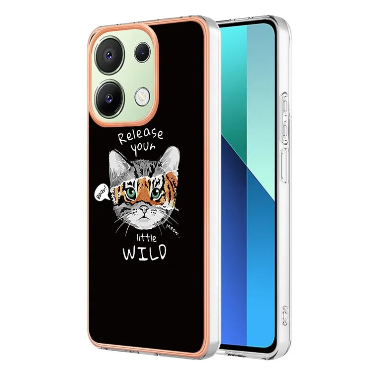 YB IMD Series-19 Style-D For Xiaomi Redmi Note 13 4G TPU Case Electroplated Pattern Phone Cover