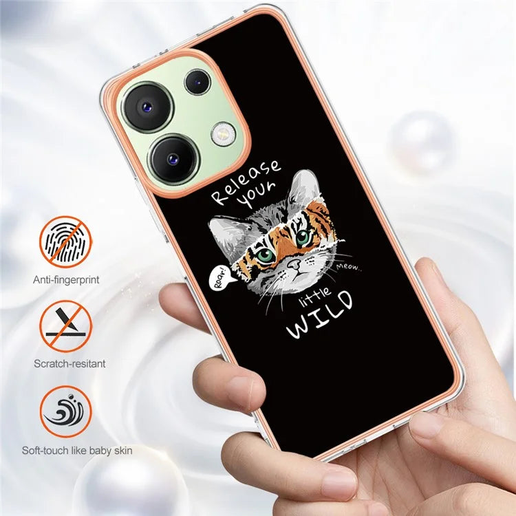 YB IMD Series-19 Style-D For Xiaomi Redmi Note 13 4G TPU Case Electroplated Pattern Phone Cover