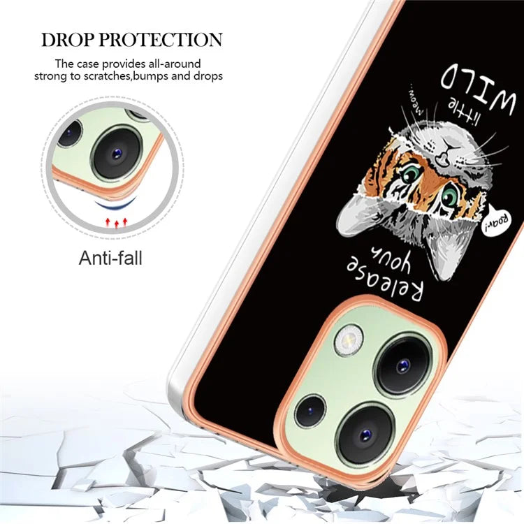 YB IMD Series-19 Style-D For Xiaomi Redmi Note 13 4G TPU Case Electroplated Pattern Phone Cover