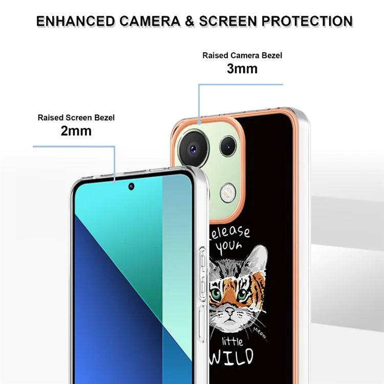 YB IMD Series-19 Style-D For Xiaomi Redmi Note 13 4G TPU Case Electroplated Pattern Phone Cover