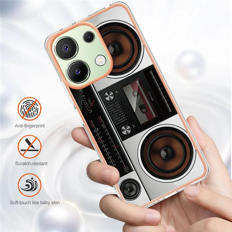 YB IMD Series-19 Style-D For Xiaomi Redmi Note 13 4G TPU Case Electroplated Pattern Phone Cover