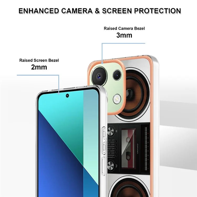 YB IMD Series-19 Style-D For Xiaomi Redmi Note 13 4G TPU Case Electroplated Pattern Phone Cover