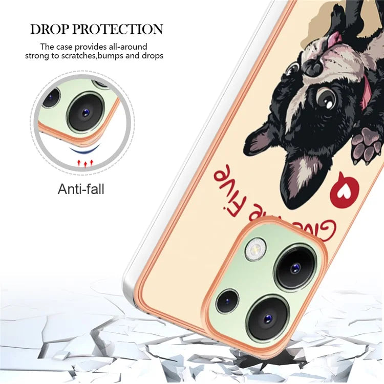 YB IMD Series-19 Style-D For Xiaomi Redmi Note 13 4G TPU Case Electroplated Pattern Phone Cover